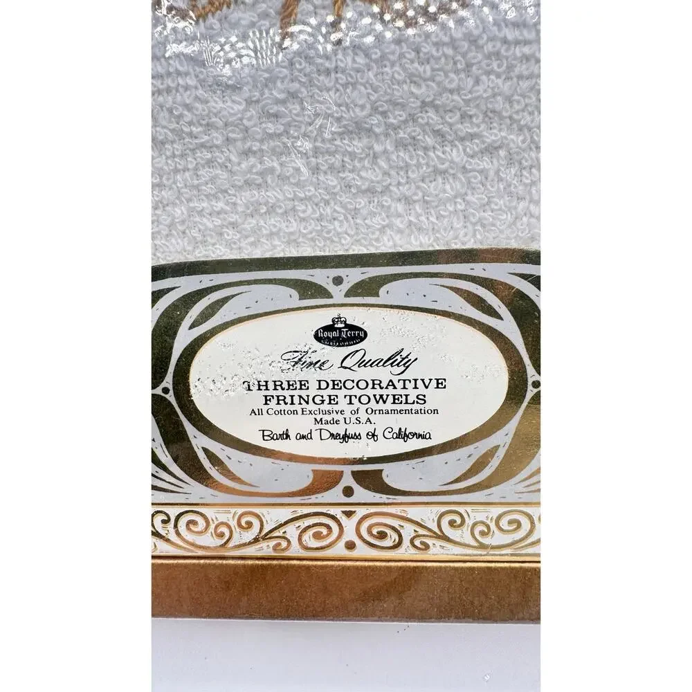 VTG MCM Royal Terry Avocado Floral Hostess Towel Set Made In USA Sealed